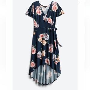 Floral Wrap Dress in Navy